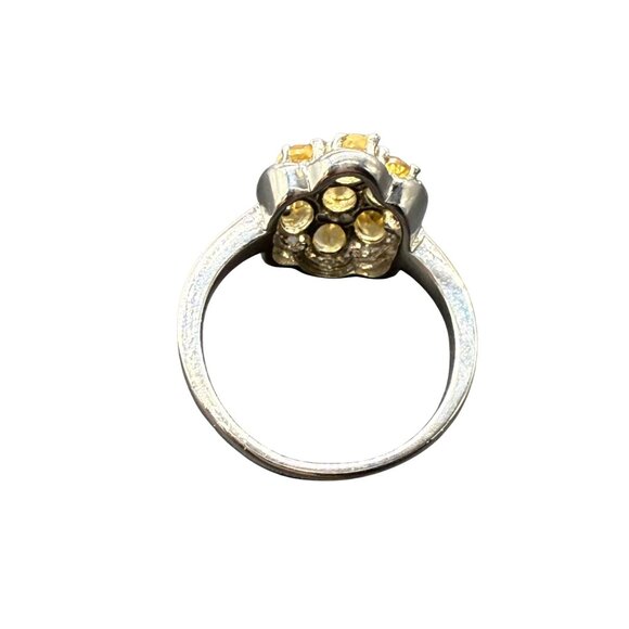 Cluster of Citrine Gemstones in Silver toned Stainless Street Ring Size 10 - Picture 4 of 5